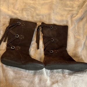 Michelle D Dark Brown Lace Up Boots